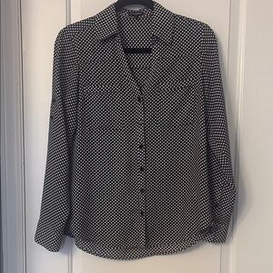 Express Black and White Polka Dot Blouse